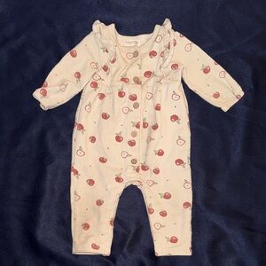 Charming Cream Apple Print Kids Footie